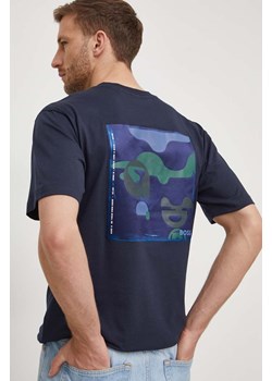 BOSS t-shirt bawełniany męski kolor granatowy z nadrukiem ze sklepu ANSWEAR.com w kategorii T-shirty męskie - zdjęcie 166152081