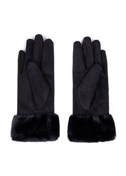 Damskie rękawiczki ze sztucznym futerkiem czarny ze sklepu WITTCHEN w kategorii Rękawiczki damskie - zdjęcie 166152401