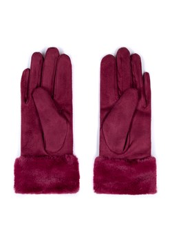 Damskie rękawiczki ze sztucznym futerkiem bordowe ze sklepu WITTCHEN w kategorii Rękawiczki damskie - zdjęcie 166152402