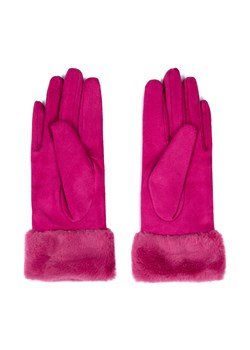 Damskie rękawiczki ze sztucznym futerkiem różowe ze sklepu WITTCHEN w kategorii Rękawiczki damskie - zdjęcie 166152404