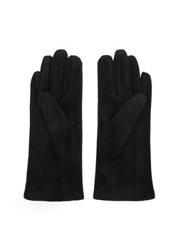 Damskie rękawiczki z ozdobnym obszyciem i kokardą czarne ze sklepu WITTCHEN w kategorii Rękawiczki damskie - zdjęcie 166152460