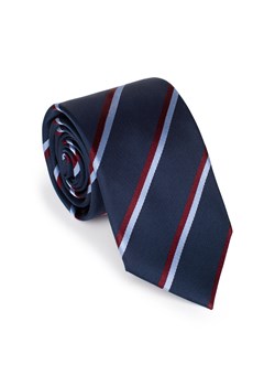 Krawat z jedwabiu we wzory granatowo-bordowy ze sklepu WITTCHEN w kategorii Krawaty - zdjęcie 166152481