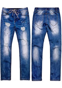 Spodnie jeansowe męskie niebieskie z sznurkiem Recea ze sklepu Recea.pl w kategorii Jeansy męskie - zdjęcie 166155974