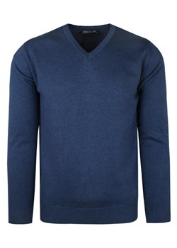 Elegancki Męski Sweter Polskiej Marki Rigon – V-neck (serek) - Niebieski SWRGNsv01niebieski03V ze sklepu JegoSzafa.pl w kategorii Swetry męskie - zdjęcie 166157101