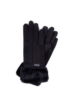 Damskie rękawiczki ze sztucznym futerkiem czarny ze sklepu WITTCHEN w kategorii Rękawiczki damskie - zdjęcie 166159894
