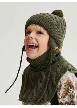 Reserved - Strukturalna czapka z pomponem - zielony ze sklepu Reserved w kategorii Czapki dziecięce - zdjęcie 166161741