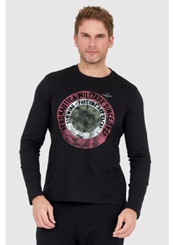 AERONAUTICA MILITARE Czarny longsleeve męski z okrągłym logo, Wybierz rozmiar M ze sklepu outfit.pl w kategorii T-shirty męskie - zdjęcie 166161883