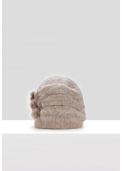 Brązowa dzianinowa czapka z naturalnym włosiem ze sklepu Molton w kategorii Czapki zimowe damskie - zdjęcie 166165973