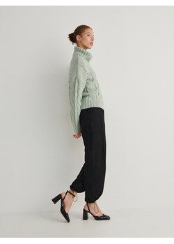 Reserved - Sweter z warkoczowym splotem - jasnozielony ze sklepu Reserved w kategorii Swetry damskie - zdjęcie 166166251