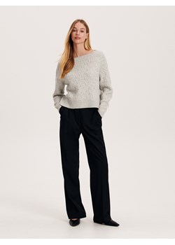 Reserved - Sweter z ozdobnym splotem - jasnoszary ze sklepu Reserved w kategorii Swetry damskie - zdjęcie 166166284