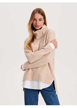 Reserved - Sweter z golfem - beżowy ze sklepu Reserved w kategorii Swetry damskie - zdjęcie 166166324