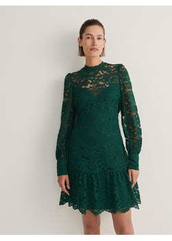 Reserved - Koronkowa sukienka mini - morski ze sklepu Reserved w kategorii Sukienki - zdjęcie 166179301