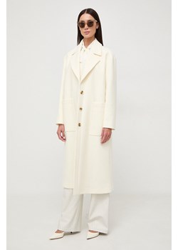 BOSS płaszcz wełniany kolor beżowy przejściowy ze sklepu ANSWEAR.com w kategorii Płaszcze damskie - zdjęcie 166184000