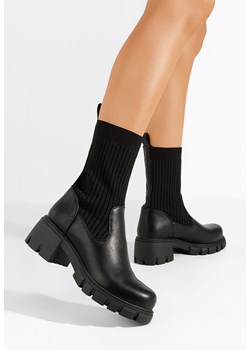Czarne botki płaskie z elastyczną cholewką Serada ze sklepu Zapatos w kategorii Botki - zdjęcie 166184202