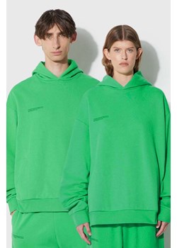 Pangaia bluza bawełniana kolor zielony z kapturem z nadrukiem ze sklepu PRM w kategorii Bluzy damskie - zdjęcie 166191034