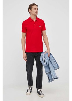 Lacoste polo bawełniane kolor czerwony ze sklepu PRM w kategorii T-shirty męskie - zdjęcie 166191272