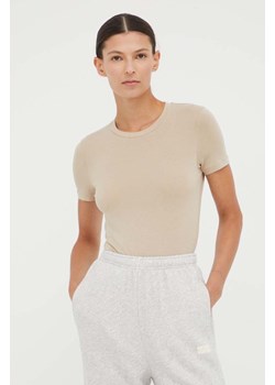 Samsoe Samsoe t-shirt damski kolor beżowy ze sklepu PRM w kategorii Bluzki damskie - zdjęcie 166191412