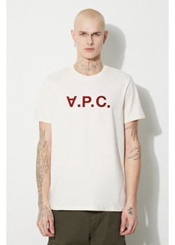 A.P.C. t-shirt bawełniany Vpc Kolor kolor beżowy z nadrukiem ze sklepu PRM w kategorii T-shirty męskie - zdjęcie 166191543