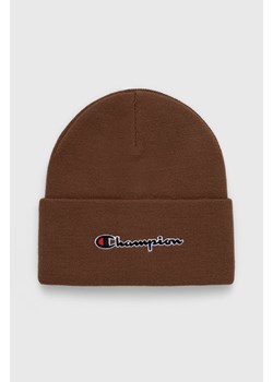 Champion czapka kolor brązowy z grubej dzianiny 805678-SLI ze sklepu PRM w kategorii Czapki zimowe damskie - zdjęcie 166191571