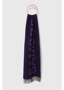 Samsoe Samsoe szalik wełniany kolor fioletowy wzorzysty ze sklepu PRM w kategorii Szaliki i chusty damskie - zdjęcie 166191973