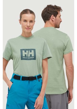 Helly Hansen t-shirt bawełniany kolor zielony z nadrukiem ze sklepu PRM w kategorii T-shirty męskie - zdjęcie 166192233