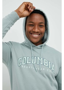 Columbia bluza męska kolor zielony z kapturem z aplikacją 1681664.SS23-350 ze sklepu PRM w kategorii Bluzy męskie - zdjęcie 166192450