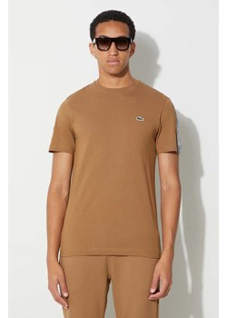 Lacoste t-shirt bawełniany kolor brązowy z aplikacją ze sklepu PRM w kategorii T-shirty męskie - zdjęcie 166192470