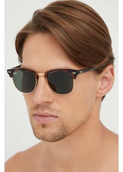 Ray-Ban okulary CLUBMASTER męskie kolor brązowy 0RB3016 ze sklepu PRM w kategorii Okulary przeciwsłoneczne męskie - zdjęcie 166192922