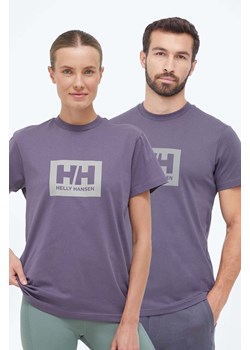Helly Hansen t-shirt bawełniany kolor fioletowy z nadrukiem ze sklepu PRM w kategorii T-shirty męskie - zdjęcie 166193590