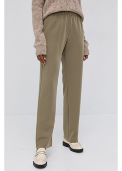 Samsoe Samsoe Spodnie Hoys damskie kolor beżowy szerokie high waist F16304674 ze sklepu PRM w kategorii Spodnie damskie - zdjęcie 166193640