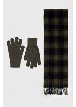 Barbour szalik i rękawiczki Tartan Scarf & Glove Gift Set kolor zielony wzorzysty MGS0018 ze sklepu PRM w kategorii Szaliki i chusty damskie - zdjęcie 166193780