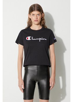 Champion t-shirt bawełniany kolor czarny 114128-PS103 ze sklepu PRM w kategorii Bluzki damskie - zdjęcie 166193841