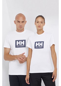 Helly Hansen T-shirt bawełniany kolor biały z nadrukiem 53285-096 ze sklepu PRM w kategorii T-shirty męskie - zdjęcie 166194181
