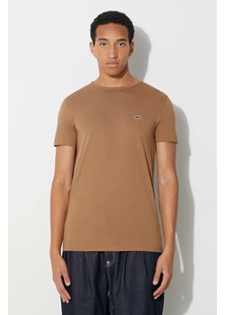Lacoste t-shirt bawełniany kolor brązowy gładki TH6709-001. ze sklepu PRM w kategorii T-shirty męskie - zdjęcie 166194652
