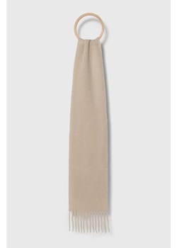 Samsoe Samsoe szalik wełniany kolor beżowy gładki ze sklepu PRM w kategorii Szaliki i chusty damskie - zdjęcie 166194960