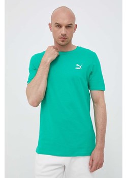 Puma t-shirt bawełniany kolor zielony gładki 535587-02 ze sklepu PRM w kategorii T-shirty męskie - zdjęcie 166195091