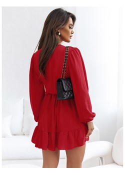 Rozkloszowana sukienka z falbanką - KALIFORNIA - czerwona ze sklepu magmac.pl w kategorii Sukienki - zdjęcie 166195313
