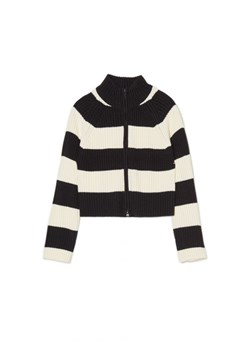 Cropp - Rozpinany sweter w paski - czarny ze sklepu Cropp w kategorii Swetry damskie - zdjęcie 166195613