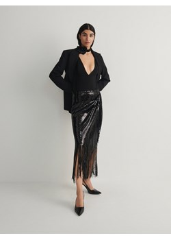 Reserved - Cekinowa spódnica z frędzlami - czarny ze sklepu Reserved w kategorii Spódnice - zdjęcie 166196900
