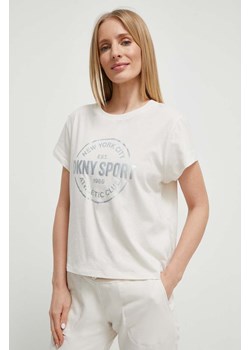 Dkny t-shirt bawełniany damski kolor beżowy DP3T9563 ze sklepu ANSWEAR.com w kategorii Bluzki damskie - zdjęcie 166198032