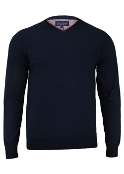 Sweter Granatowy, Bawełniany, Męski (serek) - Klasyczny, V-neck SWADGAW17NAVY ze sklepu JegoSzafa.pl w kategorii Swetry męskie - zdjęcie 166199553