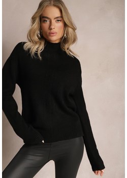 Czarny Golf ze Splotem w Warkocze i Domieszką Kaszmiru Lissas ze sklepu Renee odzież w kategorii Swetry damskie - zdjęcie 166201660