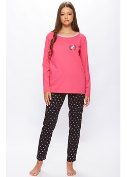 Bawełniana piżama damska z długim rękawem i długimi spodniami 66/5-25L/214A773, Kolor różowo-czarny, Rozmiar M, Miss Fabio ze sklepu Intymna w kategorii Piżamy damskie - zdjęcie 166202141