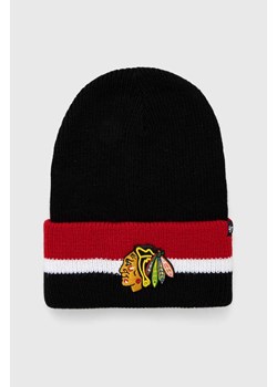 47 brand czapka NHL Chicago Blackhawks kolor czarny z cienkiej dzianiny ze sklepu ANSWEAR.com w kategorii Czapki zimowe męskie - zdjęcie 166202233