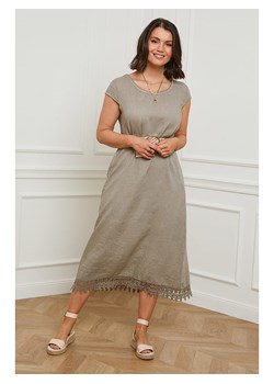 Curvy Lady Lniana sukienka w kolorze szarobrązowym ze sklepu Limango Polska w kategorii Sukienki - zdjęcie 166221731
