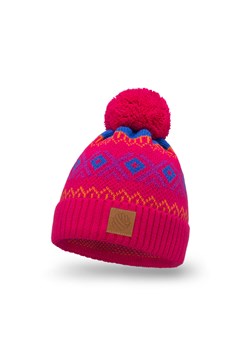 PaMaMi Ciepła czapka w norweskie wzory - Różowy ze sklepu JK-Collection w kategorii Czapki zimowe damskie - zdjęcie 166222644