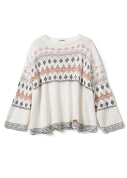 Jasny sweter damski w pastelowe wzory ze sklepu JK-Collection w kategorii Swetry damskie - zdjęcie 166223402