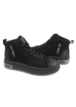 Skórzane sneakersy, trzewiki męskie za kostkę - Fabio Moretti N2735-1-1, czarne ze sklepu ulubioneobuwie w kategorii Buty zimowe męskie - zdjęcie 166226564