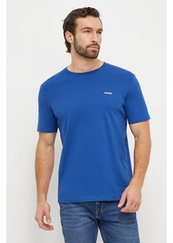 HUGO t-shirt bawełniany kolor niebieski gładki 50466158 ze sklepu ANSWEAR.com w kategorii T-shirty męskie - zdjęcie 166233383
