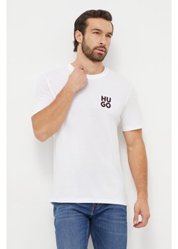 HUGO t-shirt bawełniany 2-pack kolor biały z nadrukiem 50492550 ze sklepu ANSWEAR.com w kategorii T-shirty męskie - zdjęcie 166233403